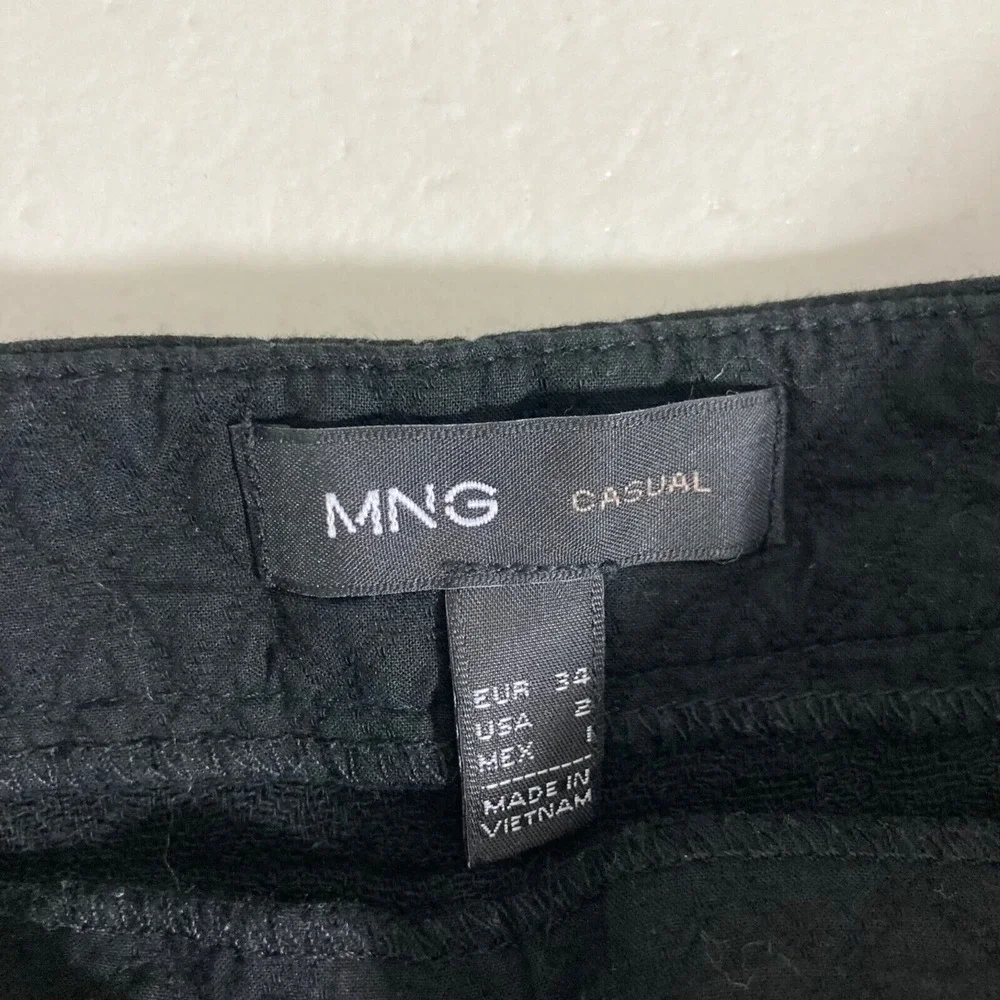Mango Casual‎ Mini Skirt Womens 2 Black Quilted Faux Leather Trim Pockets